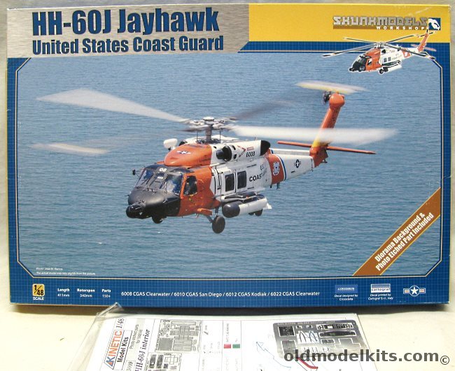 Skunkmodels 1/48 HH-60J Jayhawk + Kinetic PE Parts - US Coast Guard Station San Diego CA 2006 / Kodiak AK 2005 / Clearwater FL 2010 (2 Different Helicopters), 48010 plastic model kit